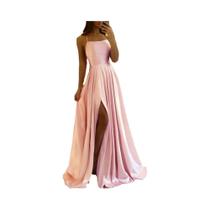 Vestido Maxi de Cetim Borgonha - Sexy, com Fenda Lateral e Alças Ajustáveis - Ideal para Noite, Baile ou Formatura