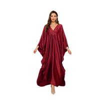 Vestido Maxi De Praia Com Mangas Em Forma De Asa De Morcego Brilhante plus Size Para Mulheres