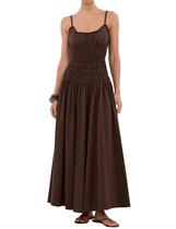 Vestido maxi DURUNUL feminino de verão com alça espaguete e café