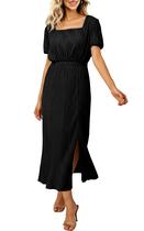 Vestido maxi ECOWISH feminino para coquetel, convidado de casamento, preto