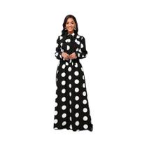 Vestido Maxi Elegante De Manga Longa Com Estampa De Poá Para Mulheres, Vestido Casual Elegante Com