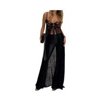 Vestido Maxi Elegante Preto Com Glitter Sem Mangas Para Mulheres, Vintage, Midi Transparente, Estilo