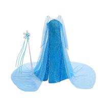 Vestido Maxi Elsa Para Crianças Com Lantejoulas Brilhantes, Fantasia De Princesa Rainha Da Neve Para