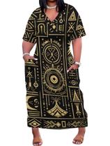 Vestido maxi EQQZD com estampa africana tamanho grande para mulheres