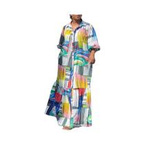 Vestido Maxi Estampado Boêmio Para Mulheres, Elegante, De Manga Longa, Vintage, Casual, Com Botões Vestido Maxi Estampado Boêmio Para Mulheres, Elegante, De Manga Longa, Vintage, Casual, Com Botões