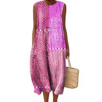Vestido maxi feminino Akivide com estampa floral boho de verão com bolsos Vestido maxi feminino Akivide com estampa floral boho de verão com bolsos