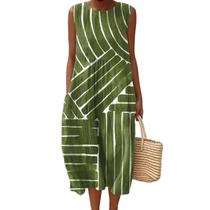 Vestido maxi feminino Akivide com estampa floral boho de verão com bolsos Vestido maxi feminino Akivide com estampa floral boho de verão com bolsos