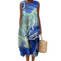 Vestido maxi feminino Akivide com estampa floral boho de verão com bolsos Vestido maxi feminino Akivide com estampa floral boho de verão com bolsos