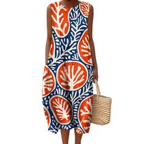 Vestido maxi feminino Akivide com estampa floral boho de verão com bolsos Vestido maxi feminino Akivide com estampa floral boho de verão com bolsos