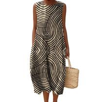 Vestido maxi feminino Akivide com estampa floral boho de verão com bolsos Vestido maxi feminino Akivide com estampa floral boho de verão com bolsos