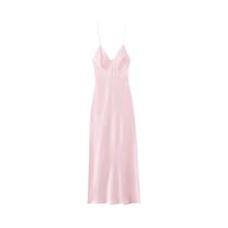 Vestido Maxi Feminino De Cetim Com Decote V E Costas Abertas, Solto E Longo, Ideal Para Festas Na