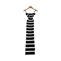 Vestido Maxi Feminino De Verão Com Listras E Elástico, Vestido De Praia Sexy Casual Slim Fit Longo