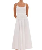 Vestido maxi feminino Eahusar, sem mangas, decote redondo, com babados