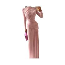Vestido Maxi Feminino Elegante Casual Com Decote Redondo E Manga Longa Para Outono, Banquete E Vestido Maxi Feminino Elegante Casual Com Decote Redondo E Manga Longa Para Outono, Banquete E