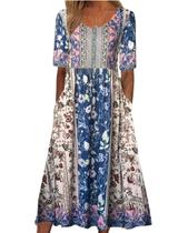 Vestido maxi feminino Medlor com estampa floral boho 2025 plus size