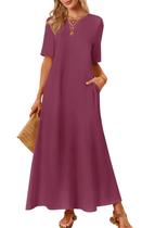 Vestido maxi feminino MEROKEETY 2025, primavera e verão, vinho, GG