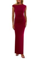 Vestido maxi feminino PRETTYGARDEN 2025 de um ombro vermelho vinho Vestido maxi feminino PRETTYGARDEN 2025 de um ombro vermelho vinho