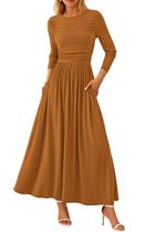 Vestido maxi feminino PRETTYGARDEN, casual de primavera, manga comprida Vestido maxi feminino PRETTYGARDEN, casual de primavera, manga comprida