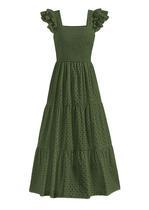 Vestido maxi feminino PRETTYGARDEN com gola quadrada com blusa evasê