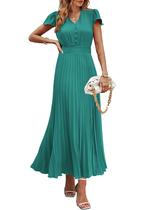 Vestido maxi feminino PRETTYGARDEN de verão com decote em V com babados