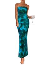 Vestido maxi feminino PRETTYGARDEN sem alças Bodycon azul XXL