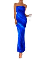 Vestido maxi feminino PRETTYGARDEN sem alças Bodycon Blue M