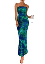 Vestido maxi feminino PRETTYGARDEN sem alças Bodycon verde floral