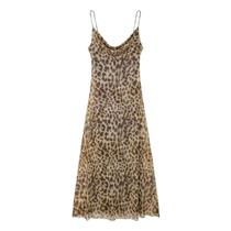 Vestido Maxi Feminino Sexy Vintage Com Estampa De Leopardo Tule Sem Costas Elegante Vestido De Festa