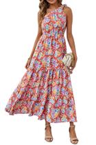 Vestido Maxi Floral con Nudo en Un Hombro para Mujer PRETTYGARDEN XXL Vestido Maxi Floral con Nudo en Un Hombro para Mujer PRETTYGARDEN XXL