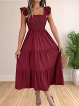 Vestido Maxi Floral De Verão Para Mulheres Com Alças Finas E Decote Quadrado Casual Para Praia