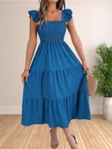 Vestido Maxi Floral De Verão Para Mulheres, Estilo Boho, Alças Finas, Decote Quadrado, Vestido