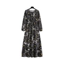 Vestido Maxi Floral Feminino Para Primavera E Verão, Casual, Manga Longa, Decote Redondo, Estilo