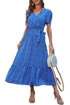 Vestido Maxi Floral PRETTYGARDEN con Escote Cruzado y Volantes XXL Vestido Maxi Floral PRETTYGARDEN con Escote Cruzado y Volantes XXL