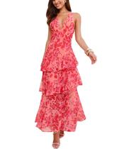 Vestido maxi GRMLRPT floral vermelho para coquetel feminino