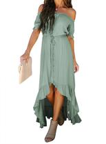 Vestido maxi Happy Sailed Off Shoulder High Low Red 2025