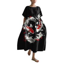Vestido maxi HOTYD, pintura de arte japonesa para mulheres, verão Vestido maxi HOTYD, pintura de arte japonesa para mulheres, verão