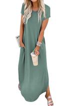 Vestido maxi Jeqeocafy casual de verão de manga curta para mulheres Vestido maxi Jeqeocafy casual de verão de manga curta para mulheres