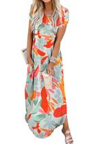 Vestido maxi Jeqeocafy feminino, verão de 2025, gola redonda com bolsos Vestido maxi Jeqeocafy feminino, verão de 2025, gola redonda com bolsos