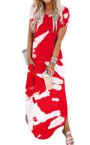 Vestido maxi Jeqeocafy feminino, verão de 2025, gola redonda, manga curta Vestido maxi Jeqeocafy feminino, verão de 2025, gola redonda, manga curta