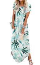 Vestido maxi Jeqeocafy feminino, verão de 2025, gola redonda, manga curta Vestido maxi Jeqeocafy feminino, verão de 2025, gola redonda, manga curta