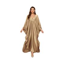 Vestido Maxi Kaftan Com Mangas De Morcego Brilhantes E Cintilantes plus Size Para Mulheres
