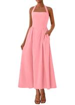 Vestido maxi KIRUNDO de verão sem mangas, frente única, feminino, rosa