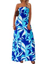 Vestido maxi MASCOMODA Summer Boho Floral Blue para mulheres 2025 Vestido maxi MASCOMODA Summer Boho Floral Blue para mulheres 2025