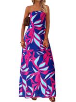 Vestido maxi MASCOMODA Summer Boho Floral Tube Top vermelho marinho L Vestido maxi MASCOMODA Summer Boho Floral Tube Top vermelho marinho L