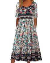 Vestido maxi Medlor com estampa floral boêmia para mulheres 2025 Vestido maxi Medlor com estampa floral boêmia para mulheres 2025