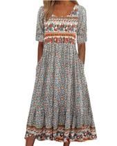 Vestido maxi Medlor com estampa floral boêmia para mulheres 2025 Vestido maxi Medlor com estampa floral boêmia para mulheres 2025