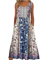 Vestido maxi Medlor com estampa floral boêmia para mulheres 2025 Vestido maxi Medlor com estampa floral boêmia para mulheres 2025