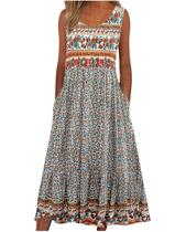 Vestido maxi Medlor com estampa floral boêmia para mulheres 2025 Vestido maxi Medlor com estampa floral boêmia para mulheres 2025