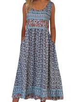 Vestido maxi Medlor com estampa floral boêmia para mulheres 2025