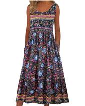 Vestido maxi Medlor com estampa floral boêmia para mulheres, verão 2025